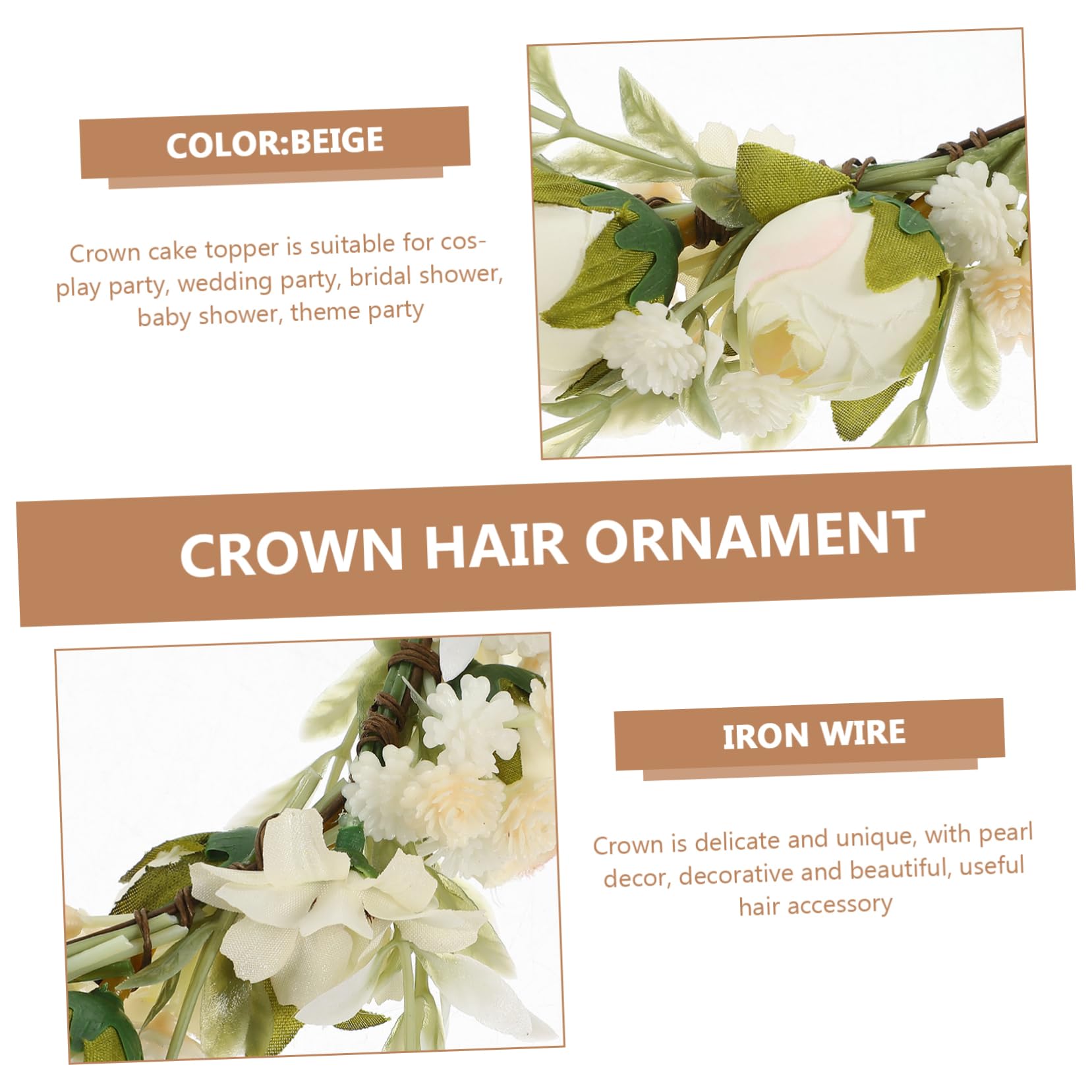 Beavorty 3stücke Blumenkranz Haarband Hochwertigen Kunstrosen Kopfstück Für Hochzeiten Braut Und Fotografie Vielseitig Für Feiern Und Besondere Anlässe