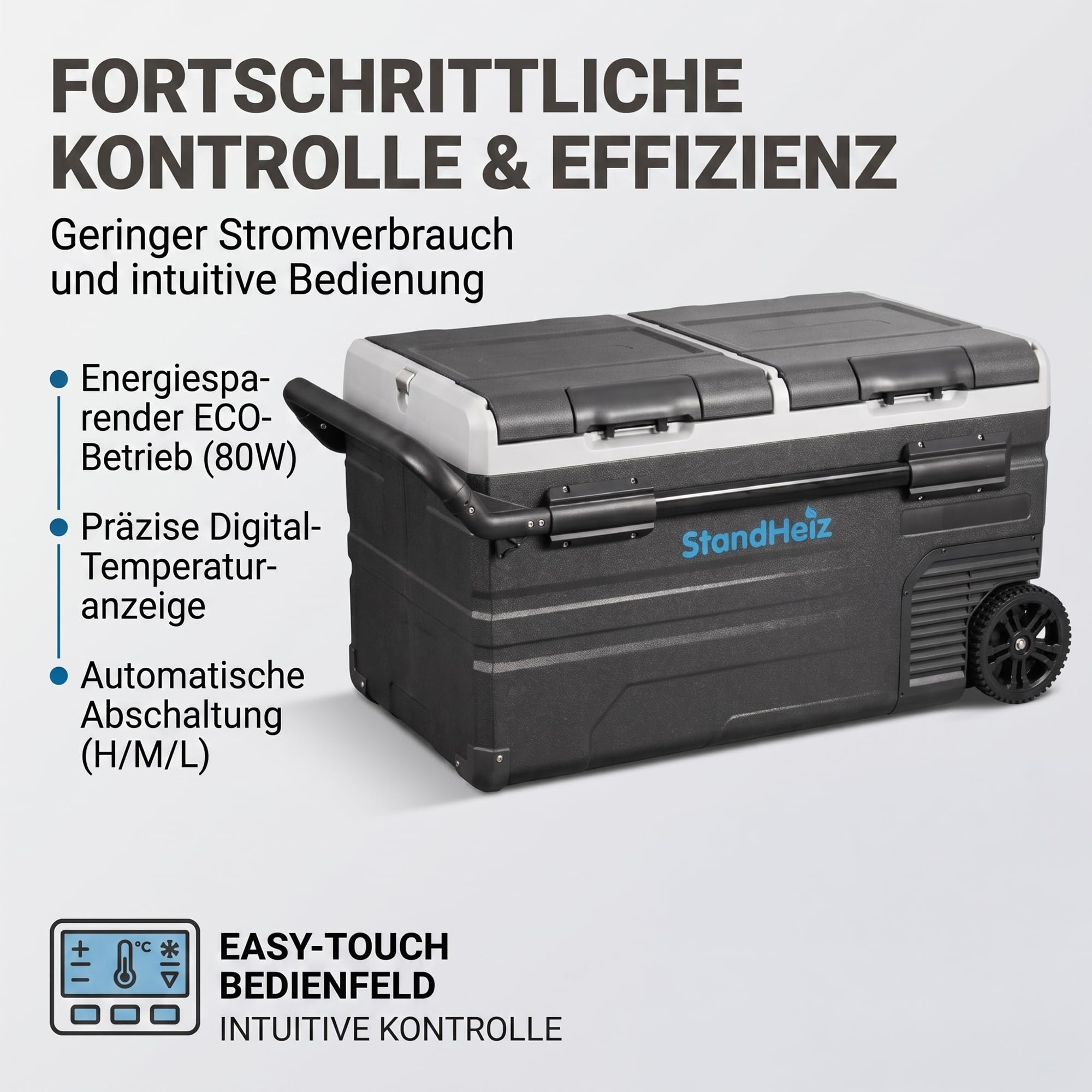 Kompressor Kühlbox 75L Dual Zone 12V 24V 230V – APP-Steuerung Tragbare Auto Kühlbox mit Gefrierfunktion bis -20°C, Leise Camping Kühlschrank für Auto, LKW, Wohnmobil, Camping
