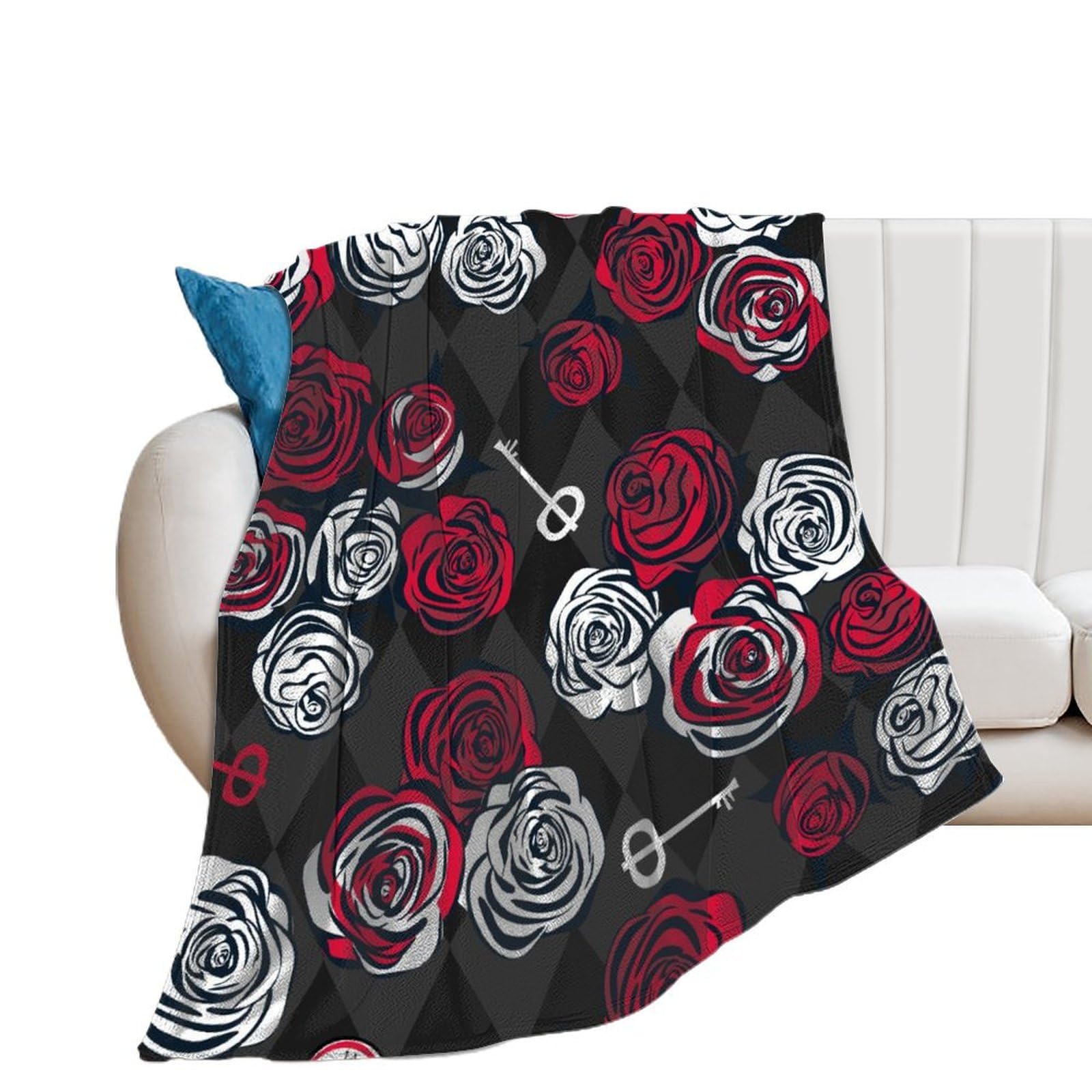 Couverture pour lit plaid fleuri imprimé roses idée cadeau maison