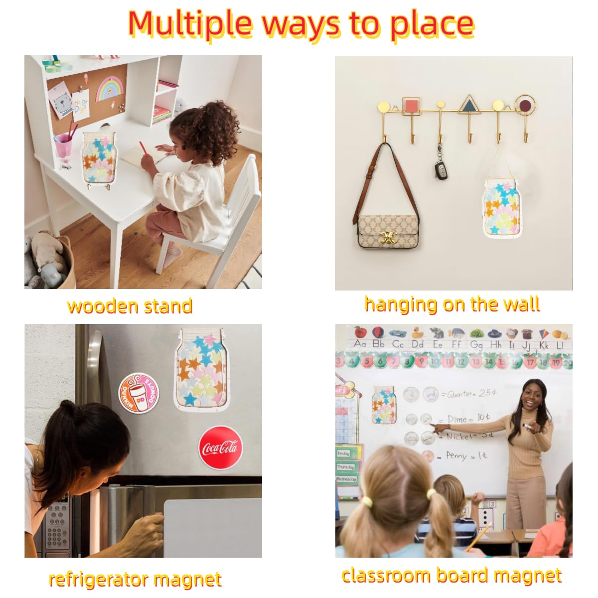 Pot à Récompenses Magnétique Pour Enfants - Système D'étoiles Pour Bon Comportement, Tâches - Bois Et Acrylique