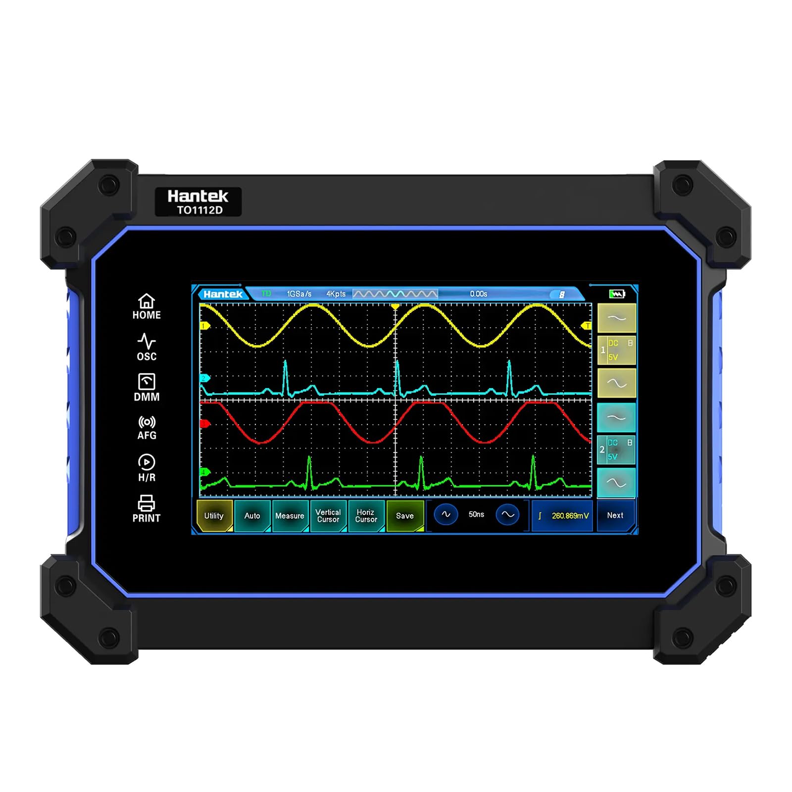 Hantek TO1112D Touch-Screen Digital Oszilloskop 2 Kanäle 110 MHz Hanheld Tablette Digital Oszilloskop + Multimeter + Signalquelle