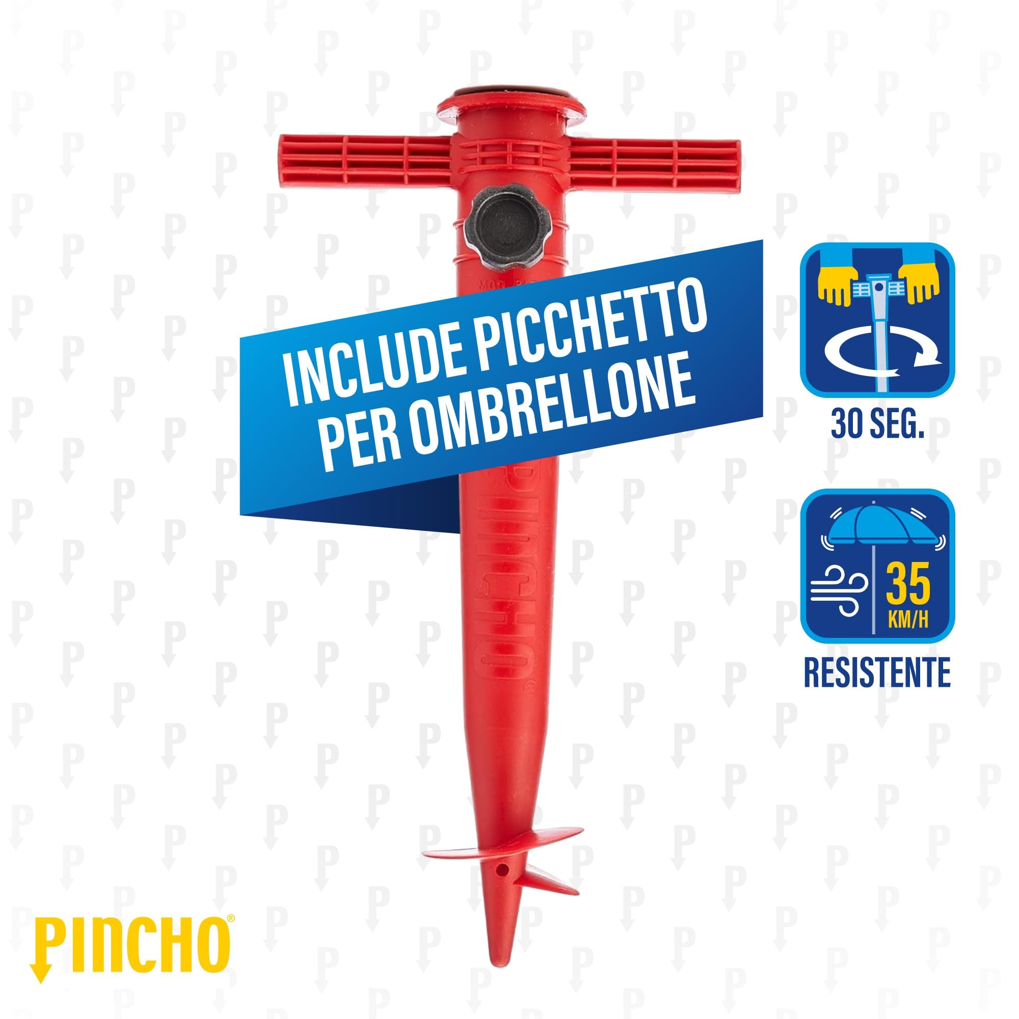 Pincho Ombrellone da spiaggia antivento, 200 cm,grande ombrellone, tetto di ventilazione, protezione UV 50, materiali di qualità, la struttura in alluminio resistente, 8 stecche in fibra di vetro.