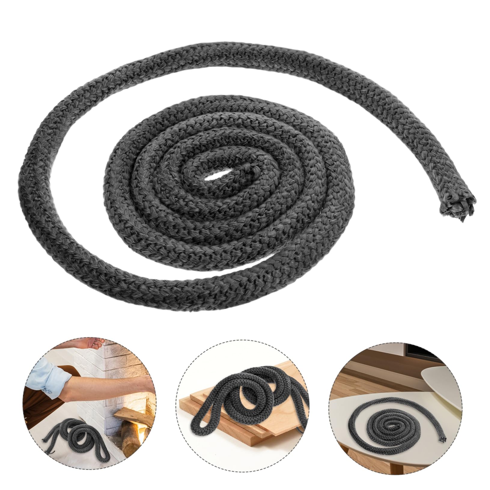 Mikikit 5m Corda di Tenuta Ignifuga per Caminetto a Legna Kit di Guarnizioni per Porte di Caminetti Pellet Sigillante per Caminetti Materiale per Guarnizioni Resistente alle Alte Temperatu