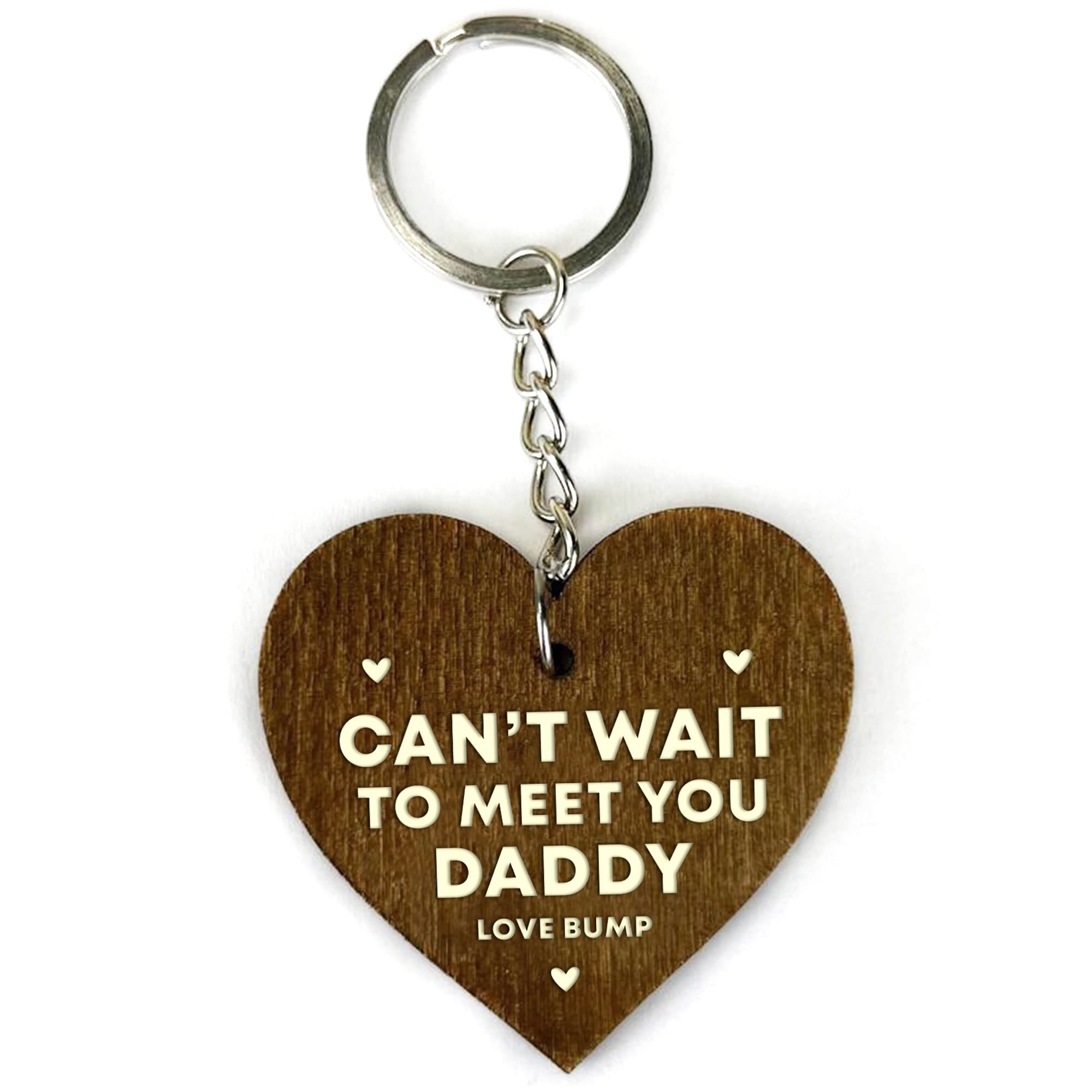 RED OCEAN Handmade Wood Keyring From Bump Gifts For Men Dad Daddy To Be Birthday Father Baby Son Daughter