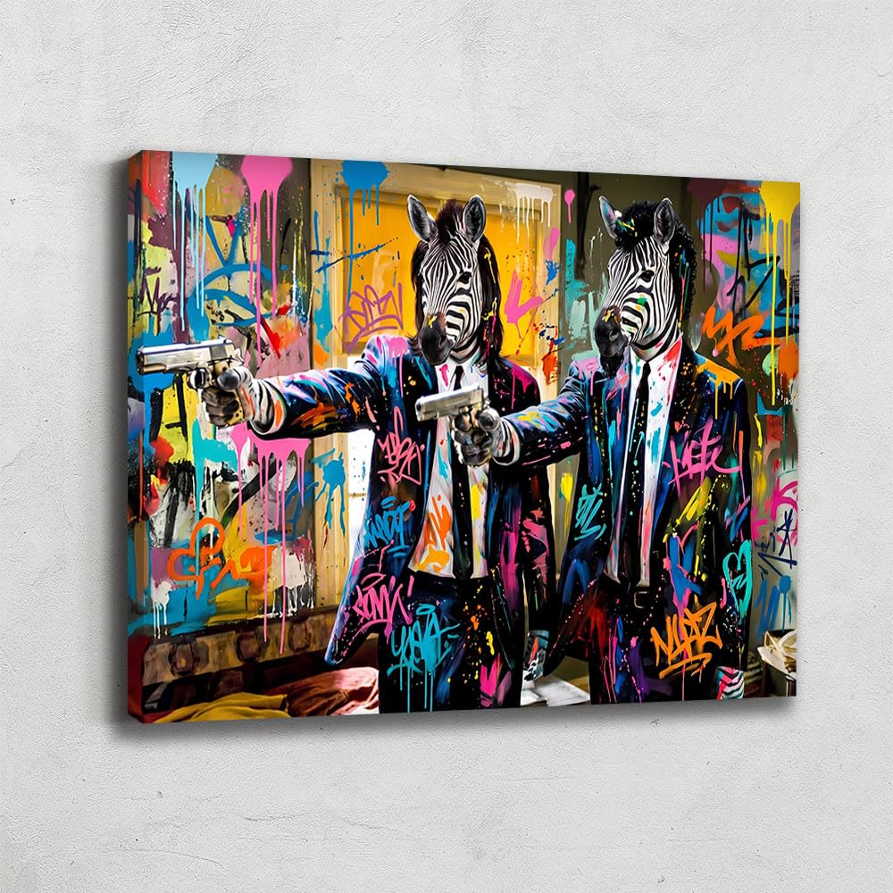 Quadro Pop Art con cornice Xxl Animali - Decorazione da parete cinema - Tela Graffiti Street Art - Poster di film cinema di grandi dimensioni - Quadro Graffiti Animali Camera da Letto Ragazzo (120 x