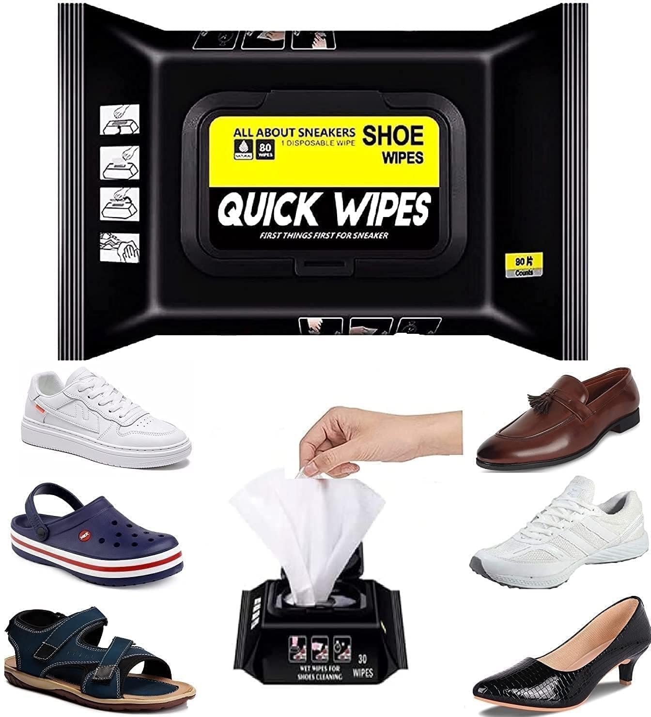 TAPTISIDE Sneaker Wipes Shoe Wipes (1 Pack - 80 Pcs) Instant Sneaker Cleaner Shoe Cleaning Wipes Sneaker Wipes for Shoes Quick Remove Dirt Stain Shoe Cleaner Wipes for Sneakers White (B0CP9F9HJQ) Amazon Price History, Amazon Price Tracker