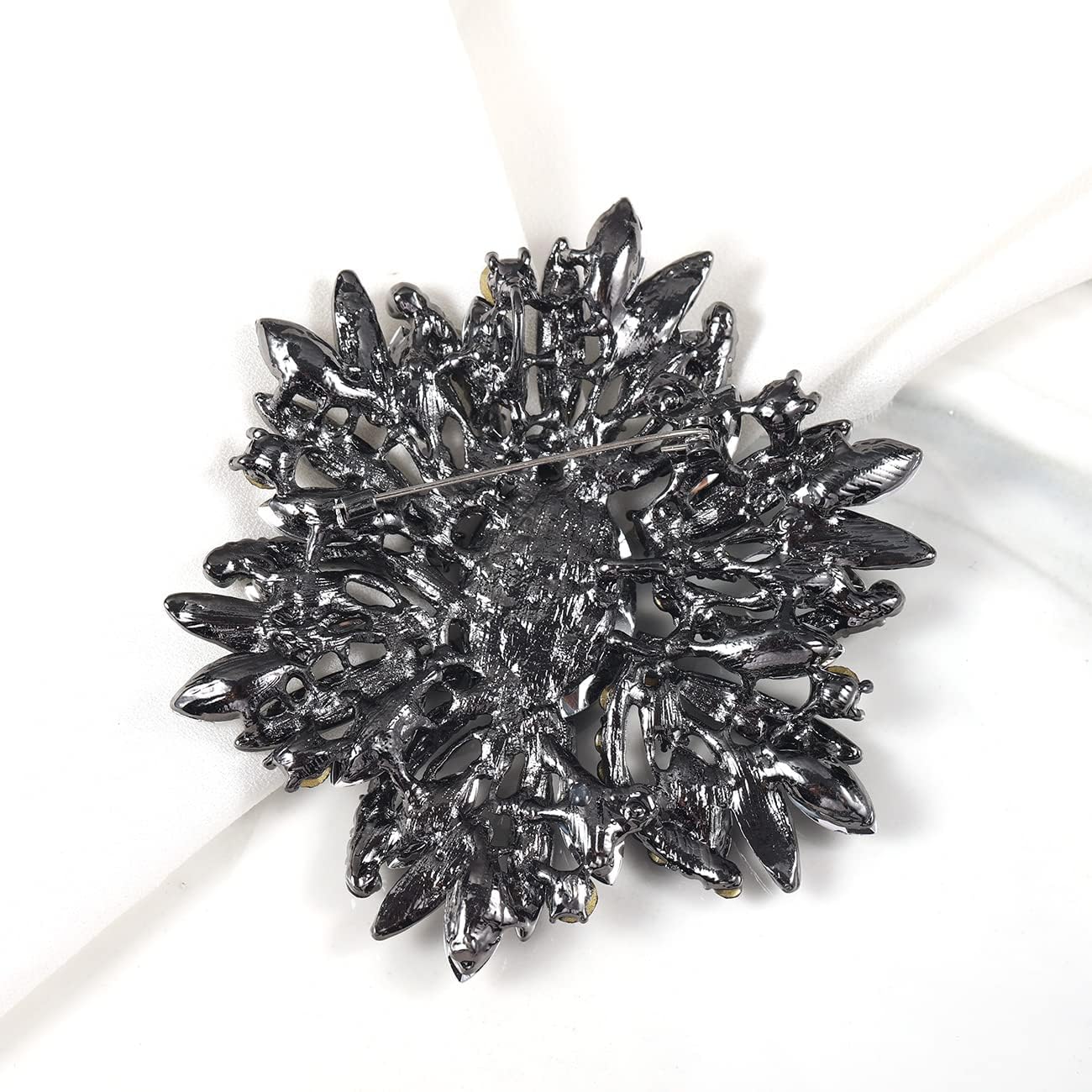 YOQUCOL Sunflower Shape Crystal Big Large Heavy Brooch Pin Rhinestone Scarf Decoration Corsage Cloth Pin for Women Girls - Image 6