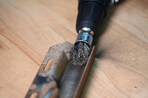 Miniatura 7 de Century Drill & Tool 76201 Cepillo de extremo de alambre prensado grueso, 1 pulgada  Elimina óxido, pintura, salpicaduras de soldadura, ideal para
