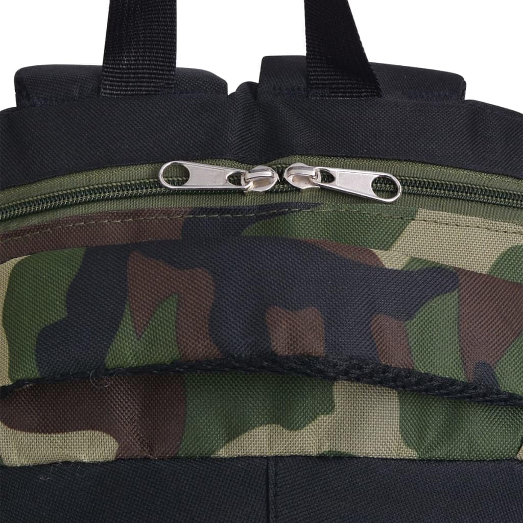 Zaino Scuola 40L Nero e Mimetico in Poliestere 600D Rivestito 33x17x50 cm Idrorepellente con Spallacci Imbottiti 3 Scomparti Scomparto Laptop per Scuola Università Viaggio