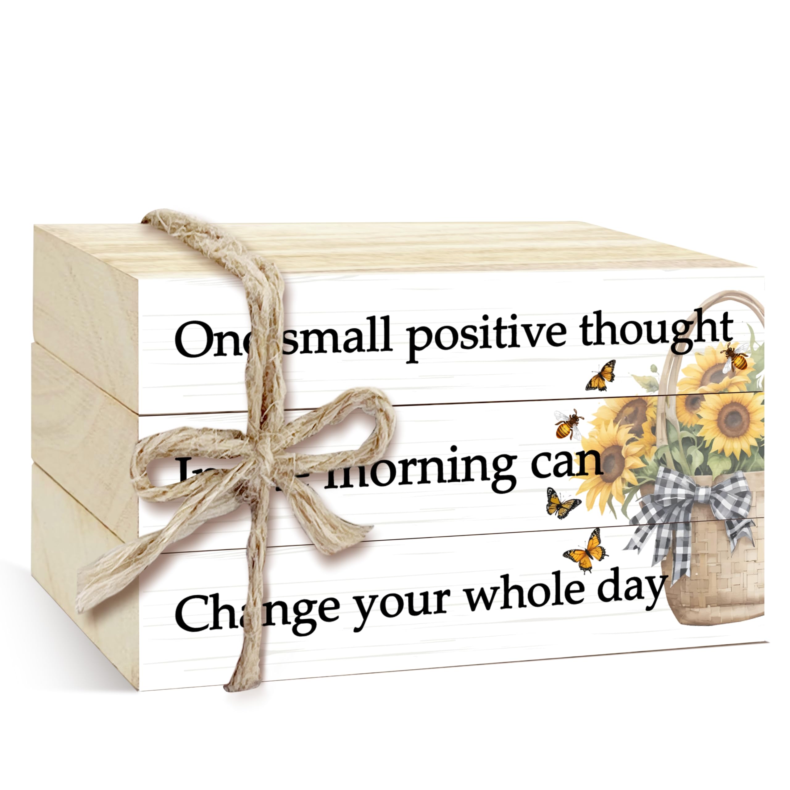 wenhihsiy 3 Pcs Decorative Books for Home Decor, Mini Faux Books Decoration, Sunflower Wooden Books Tiered Tray Decor, Stacked Books for Decorating Living Room Coffee Tables Bookshelf Fireplace?03?
