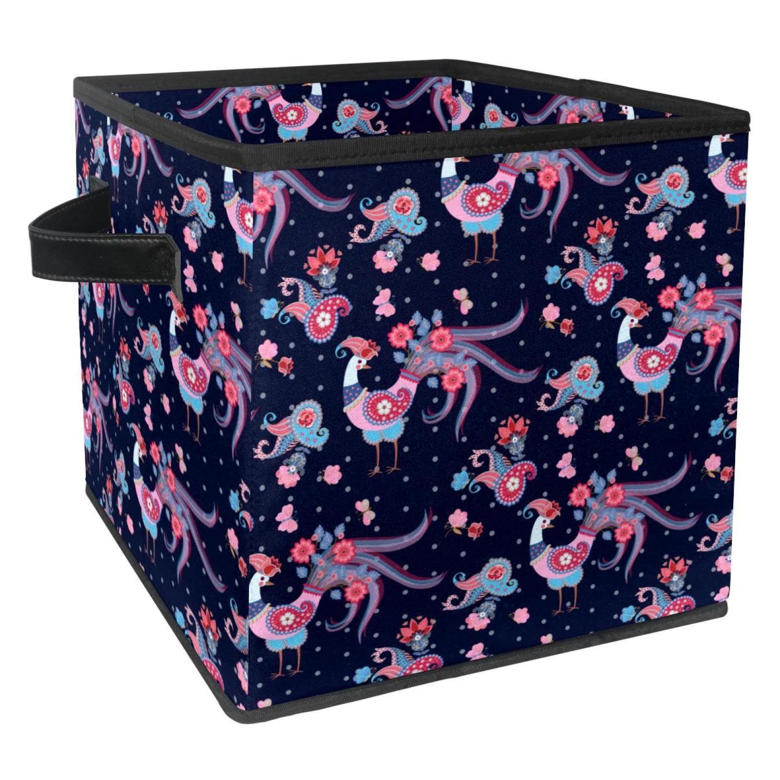 Boîte de rangement pliable en tissu cube organiseur motif poulet féérique