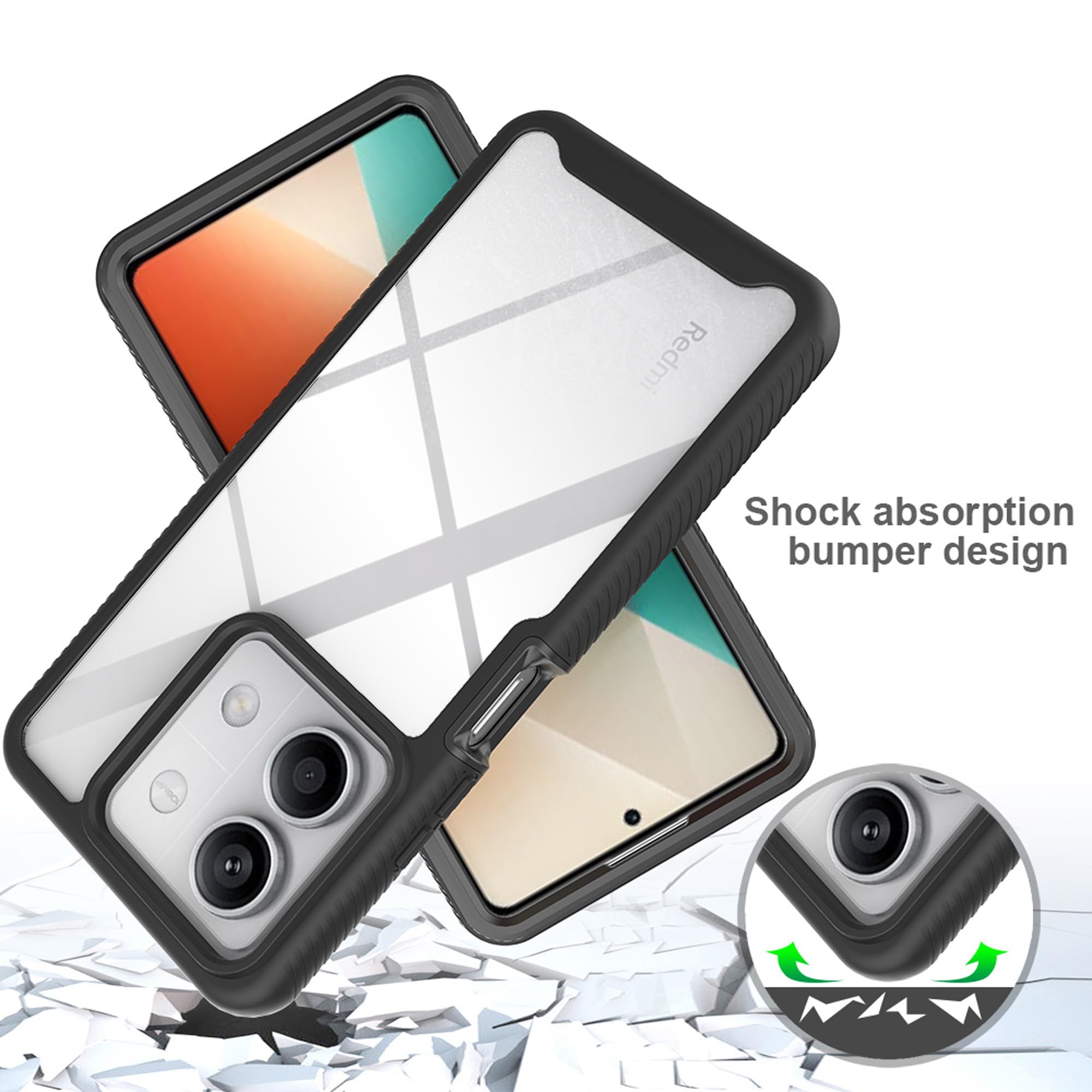GOKEN Cover per Xiaomi Redmi Note 13 4G: Custodia Armor Antiurto con Supporto Pieghevole, Silicone Morbido e PC Rigido, Protezione Antiscivolo, Case, Blu