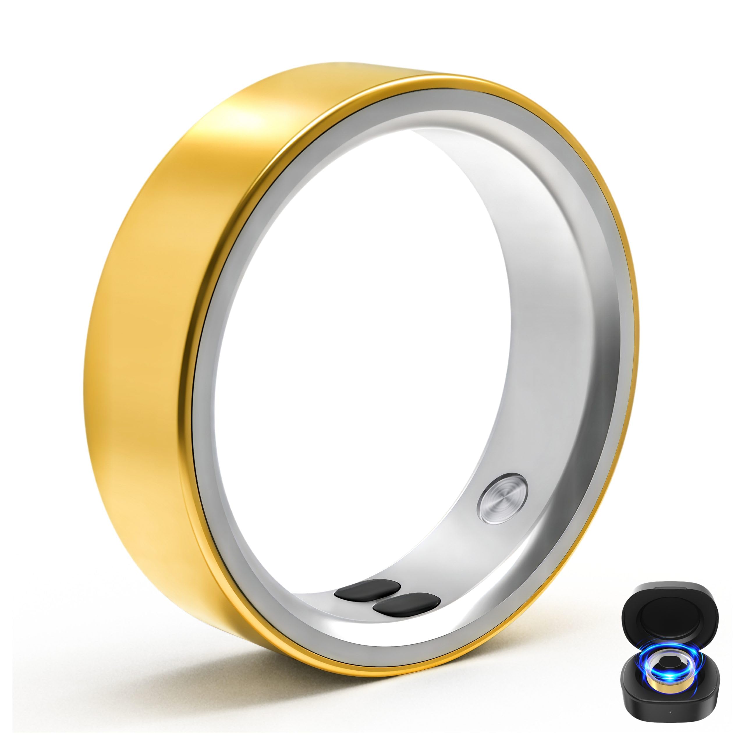 Smart Rings for Women Men,Sleep Tracking Wearable,Fitness Tracker Ring with Step/Heart Rate/Blood Oxygen/Distance/Calorie,Clock Vibration,No Subscription Fee,5ATM Waterproof, iOS&amp;Android(Gold 10)