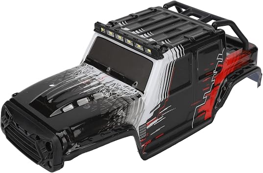 Jenngaoo 1/16 RC Car Body Shell High-Impact PVC Waterproof Crawler Cover Reinforced Frame Design Impact Resistant High Elasticity for Rock Racing & Drifting Black Red