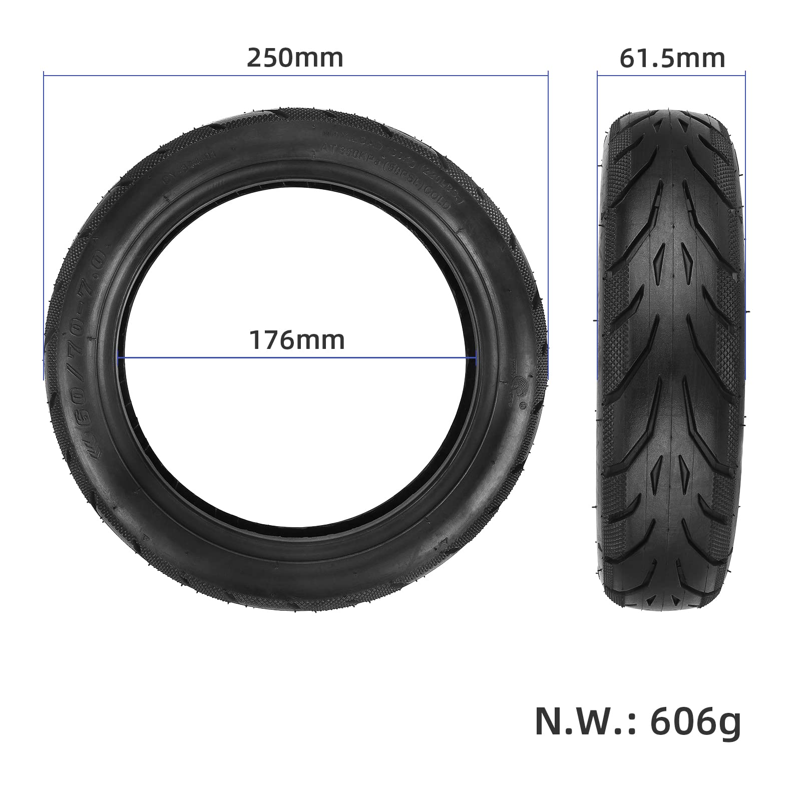 60/70-7,0 pneu sans chambre à air de 10 pouces Tubeless pour Xiaomi 4/4 Pro(gen1)/4 Pro Max/4 Lite(gen2) Accessoires pour trottinette électrique Pneus renforcés anti-explosion Roues de