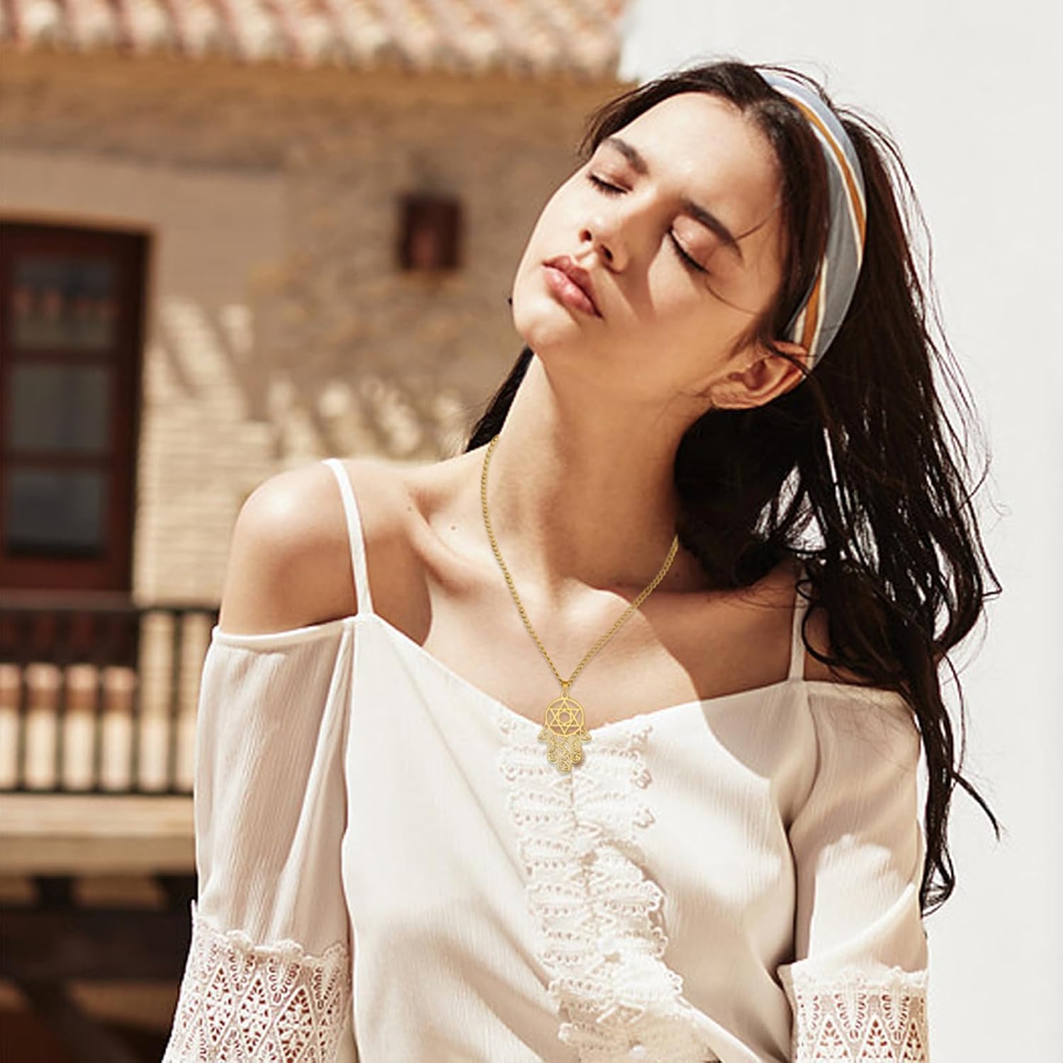 Hexagram Hamsa Hand Pendants Necklace for Men Magen David Necklace Hamsa Hand of Fatima Necklace Islam Arab Jewish Star Palm Shaped Jewelry - Image 2