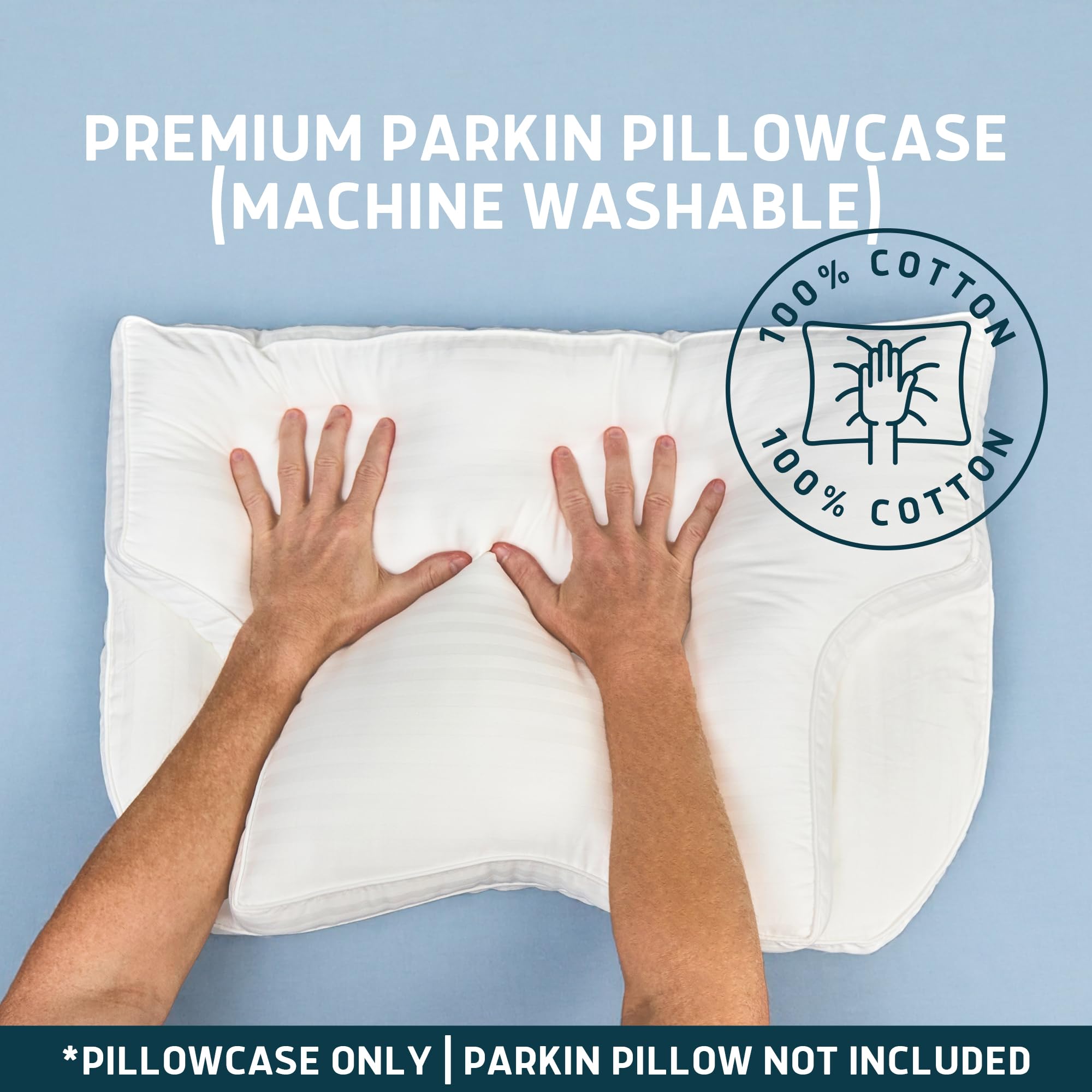 Lunderg Pillowcase Replacement For Our Parkin CPAP Pillow - Premium Cotton Fabric - Pillow NOT Included