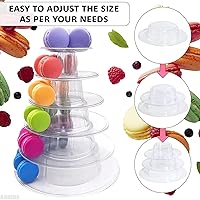 Vista 5 de Torre de macaron de 6 niveles, estante redondo de plástico para macarrones, soporte de postre transparente para tartas, soporte de donas para baby