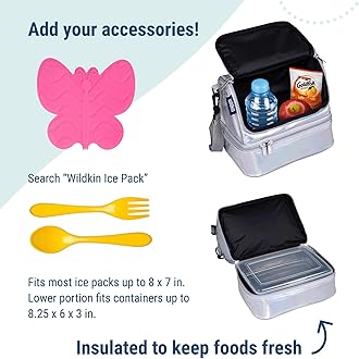 Wildkin Two Compartment Insulated Lunch Bag for Boys & Girls, Perfect for Early Elementary Lunch Box Bag, Ideal Size for Packing Hot or Cold Snacks for School & Travel Lunch Bags (Holographic)
