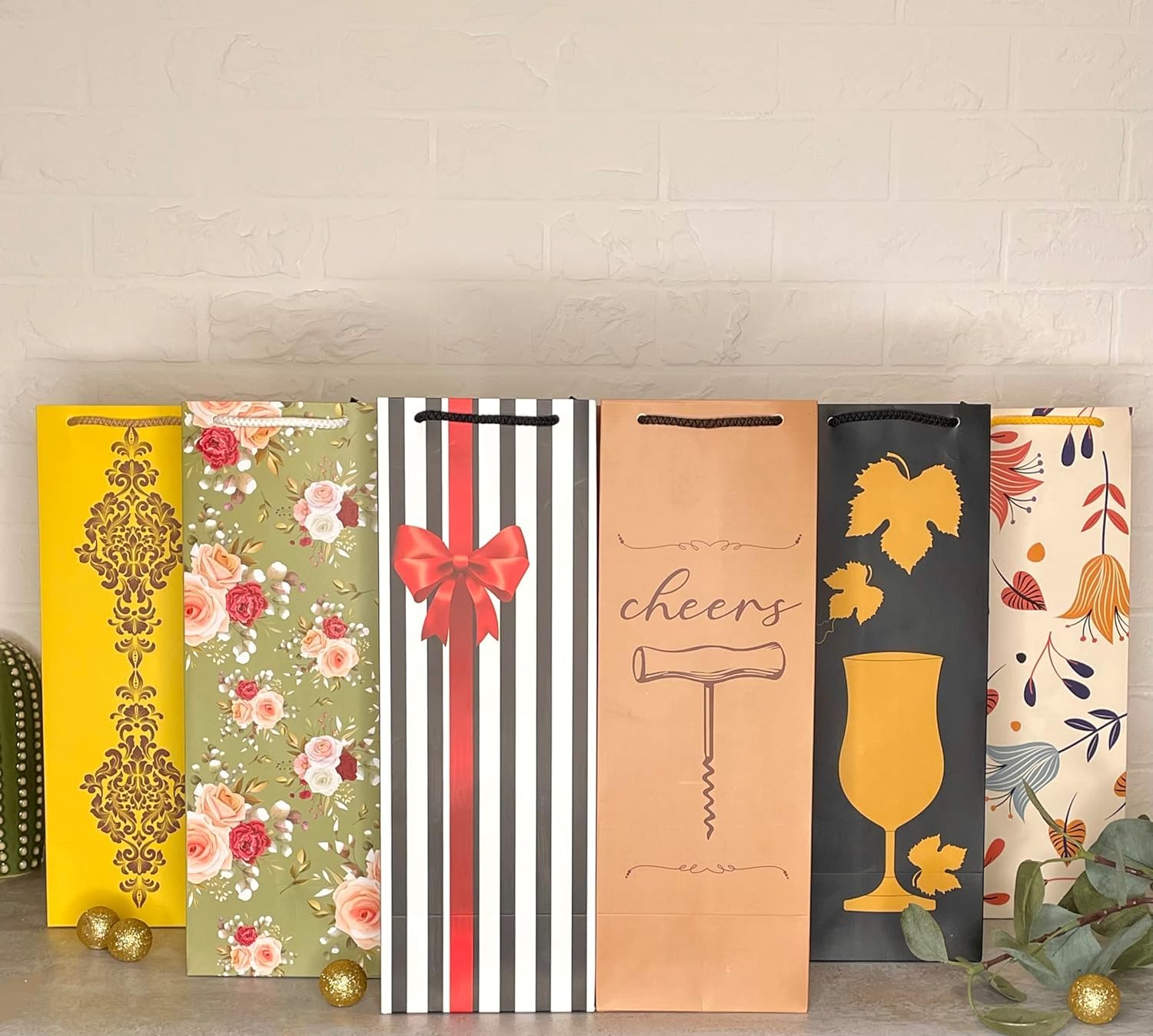 Dovetail Wine & Bottle Gifting Paper Carry Bags, Gifting For All Occasions, Parties - Diwali, Christmas, Anniversaries. House Warming, Size 14X5 Inchs, 250 GSM Art Card, 1 Bags Each of 6 Designs (B0CYPYW7PT) Amazon Price History, Amazon Price Tracker