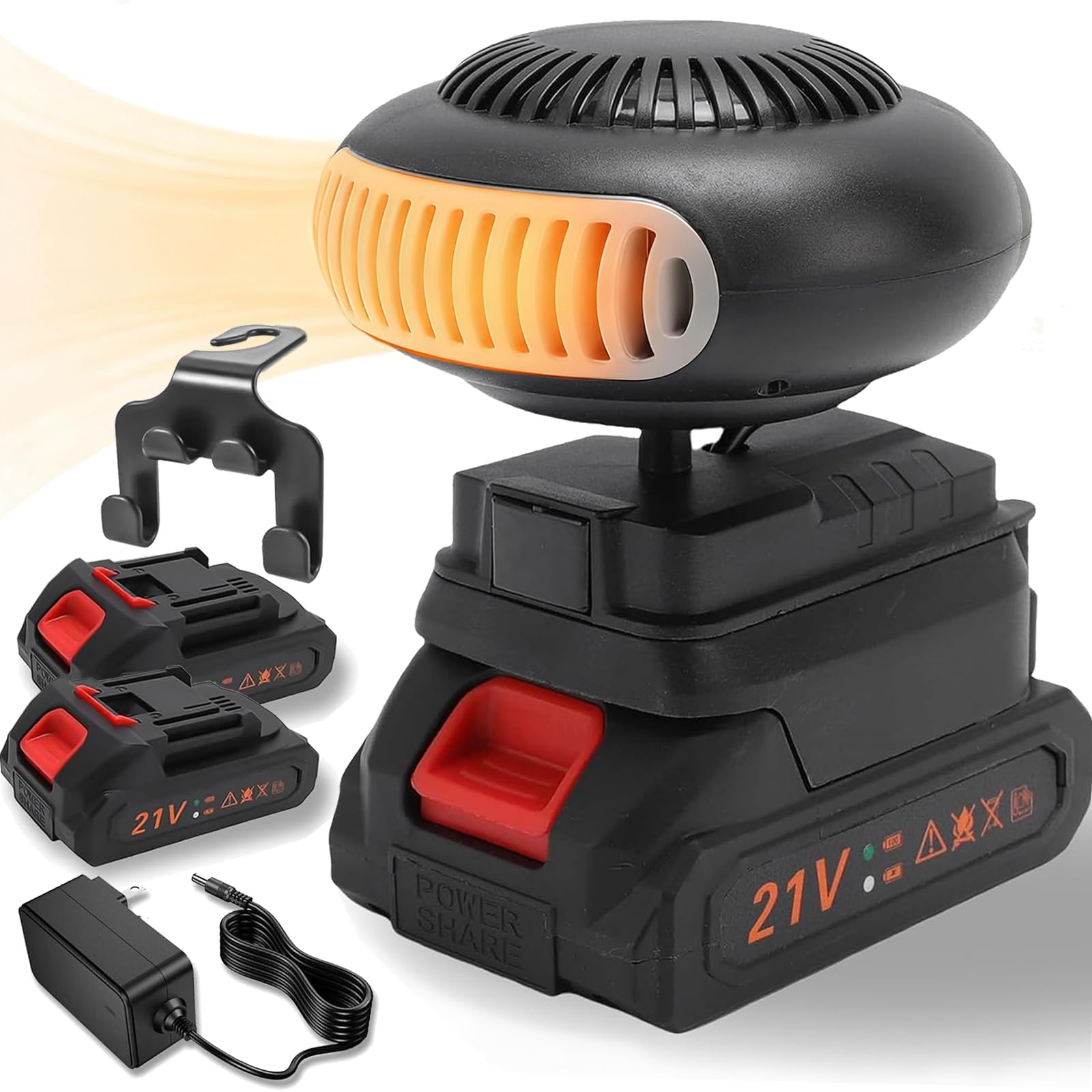Chauffage alimenté par batterie, 2026 nouveau chauffage de voiture portable alimenté par batterie, radiateur sans fil sans fil, pour bureau, intérieur (15 cellules,Batterie * 2)