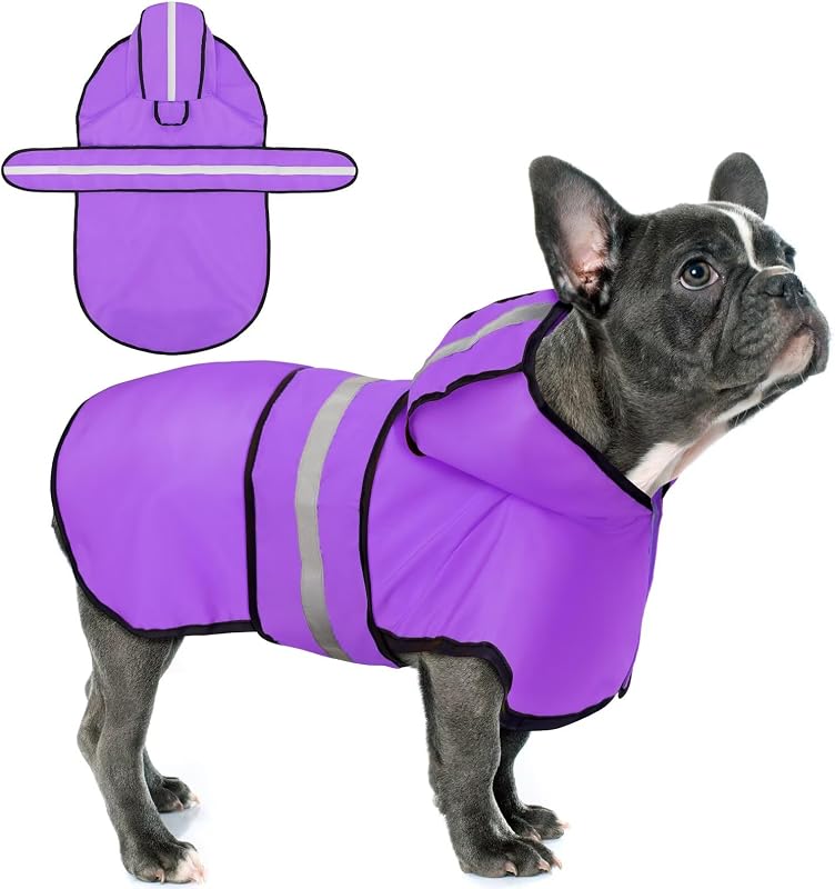 Capa de Chuva para Cães Paiaite com Capuz, Impermeável e Refletiva, Roxa, 2XL