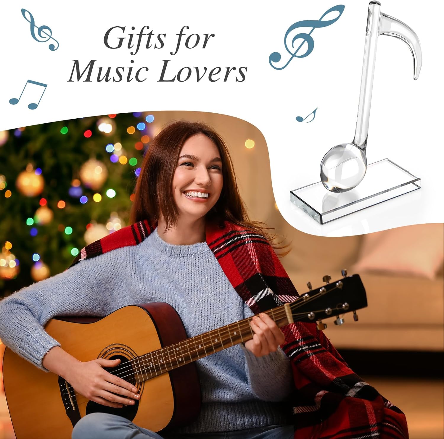 Yaomiao 5'' Crystal Eighth Note, Music Trophy Music Note Decor Musical Figurines Collectibles Glass Musical Sculpture Statue Table Centerpiece Crafts Music Gifts Souvenirs - Image 5