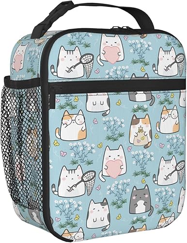 Miniatura 9 de Lonchera con aislamiento térmico para gatos, para mujeres/hombres/niñas/niños, con asa desmontable, bolsa de comida, multicolor086