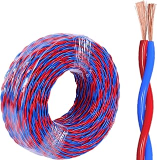 20/18/16/14 Gauge Twisted Pair Electrical Wire, 2-Core Pure Copper Cable, 1/1.5mm² Flexible Power Cord for Lighting Fixtures & Household Wiring(30ft,18AWG(0.75mm2))