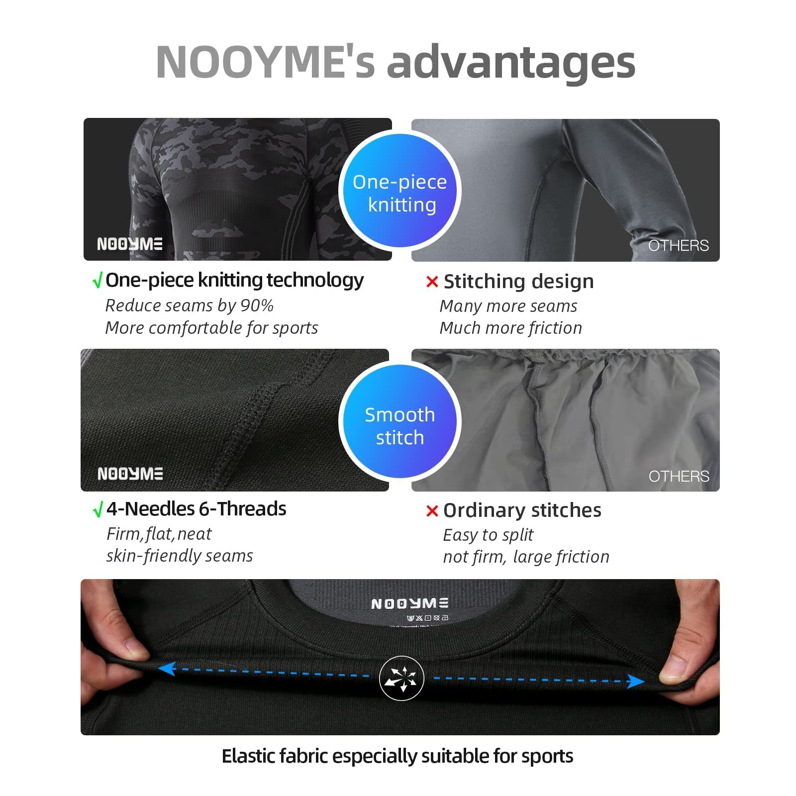NOOYME Intimo Termico Uomo Biancheria Intima Termica Uomo Traspirante Asciugatura Rapida per Sci Ciclismo Corsa Allenamento