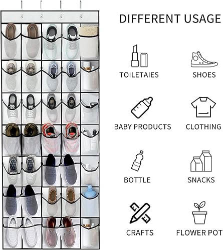 Miniatura 10 de Organizador de zapatos de 35 bolsillos para colgar en la puerta, organizador de zapatos de gran capacidad para hombres y mujeres, niños, armario,