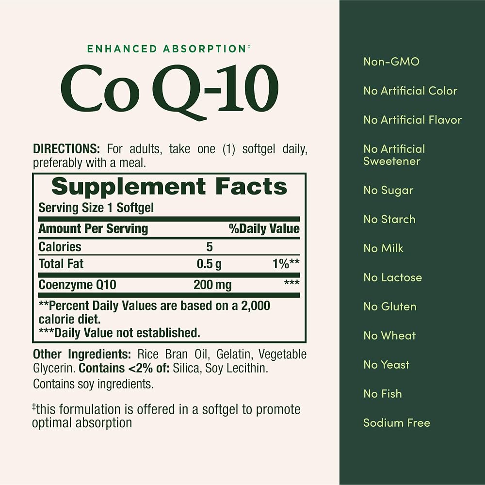 Nature’s Bounty CoQ10 200 mg Softgels, Heart Health & Cellular Energy Support, Twin Pack, 160 Rapid Release Softgels