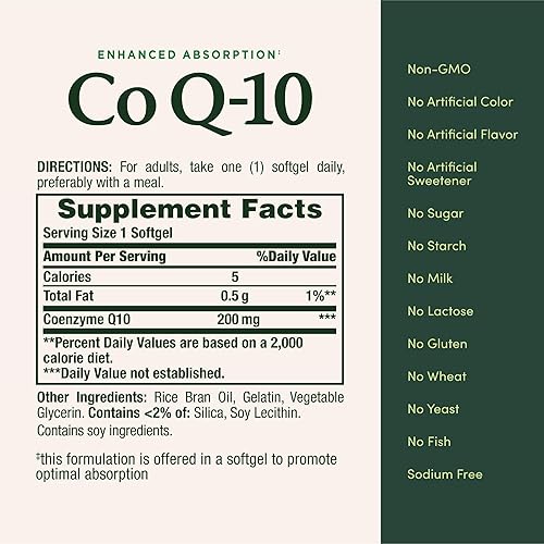 Miniatura 5 de Nature's Bounty CoQ10 - Cápsulas blandas de 200 mg, salud cardíaca y apoyo de energía celular, paquete doble, 160 cápsulas blandas de liberación