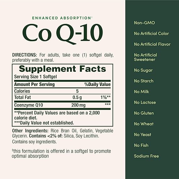 Natures Bounty CoQ10 200 mg Softgels, Heart Health & Cellular Energy Support, Twin Pack, 160 Rapid Release Softgels