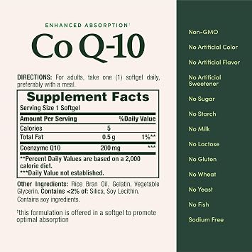 Natures Bounty CoQ10 200 mg Softgels, Heart Health & Cellular Energy Support, Twin Pack, 160 Rapid Release Softgels