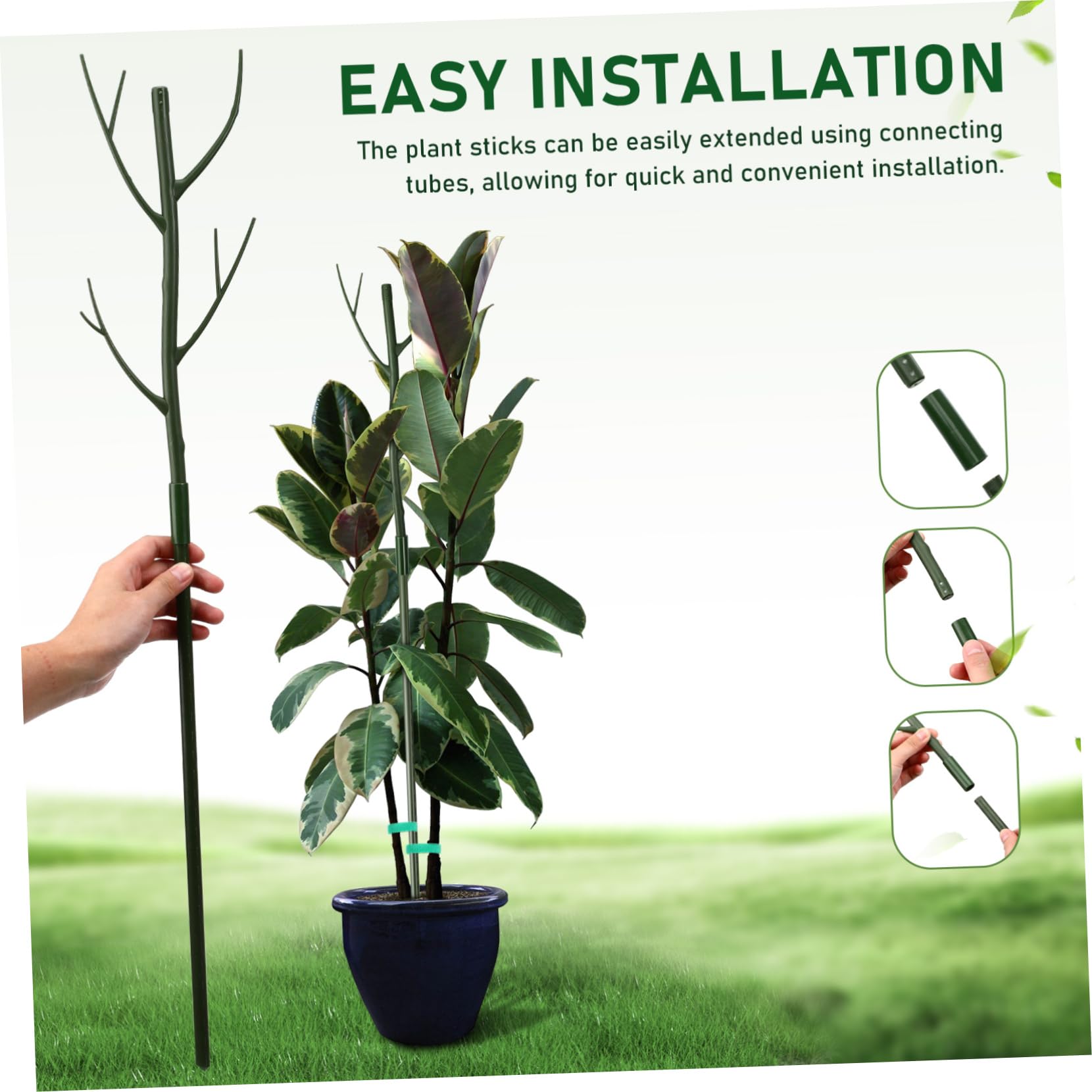 Toyvian Kit de Tuteurs pour Plantes D’intérieur, Support pour Monstera, Plastique Vert, Clips et Liens, pour Croissance Droite