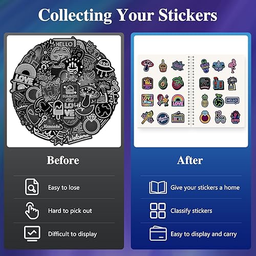 Miniatura 3 de KPOONI Libro de calcomanías reutilizables para coleccionar, álbum de almacenamiento de calcomanías para adultos, estilo láser, 35 hojas, tamaño A5,