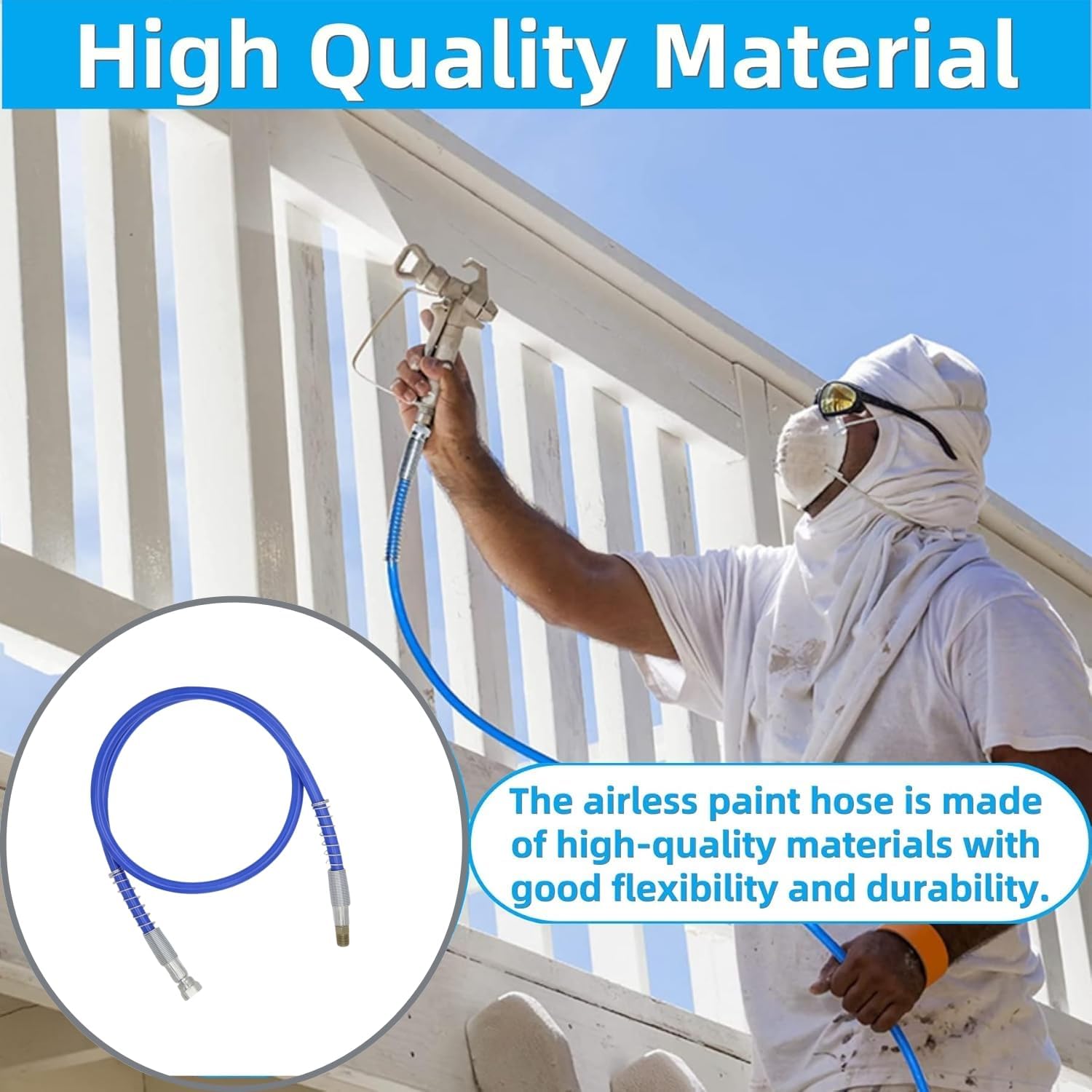 247338 Airless Paint Sprayer Hose Whip 4ft for Graco Magnum Ultra | 3/16 in ID hose whip supports up to 3000 PSI, 4 ft length for airless sprayer repair and flexible spray gun connection.