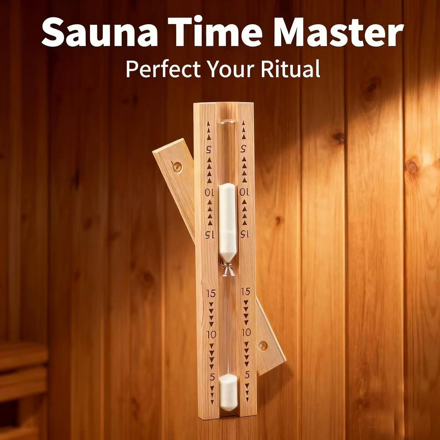 20 Minute Sauna Sand Timer, 20Min Wall-Mounted Wooden Sauna Hourglass,Heat Resistant Sand Clock Hour Glass Timer for Sauna (White)