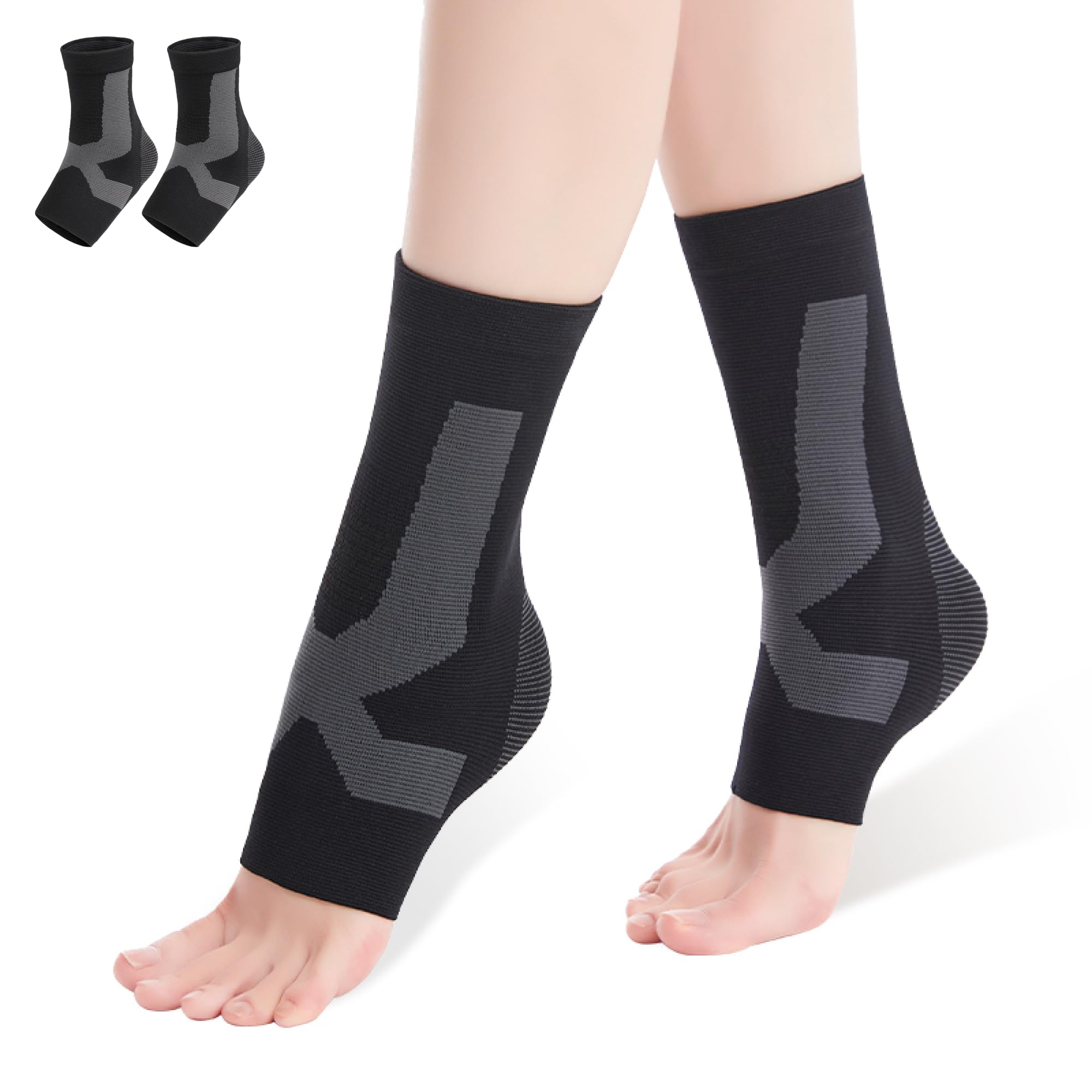 XRUFY Ankle Brace– Athletic Support Brace for Sports, Plantar Fasciitis & Active Lifestyles (1 Pair, Black/Gray, Men/Women) X-Large