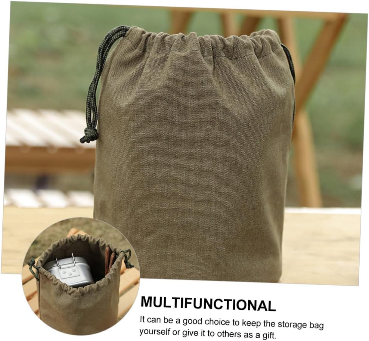 BESPORTBLE Canvas Drawstring Storage Bag for Camping Xmas Outdoor Gear image 3