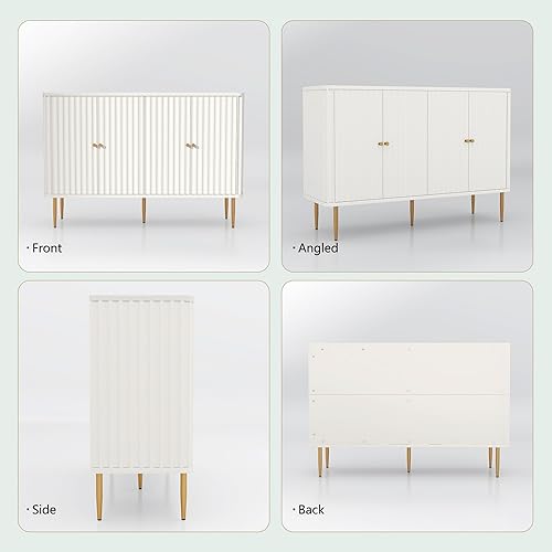 Miniatura 3 de HLR Aparador de buffet, gabinete moderno de 48 pulgadas con 4 puertas y estantes extraíbles, Credenza con almacenamiento para sala de estar,