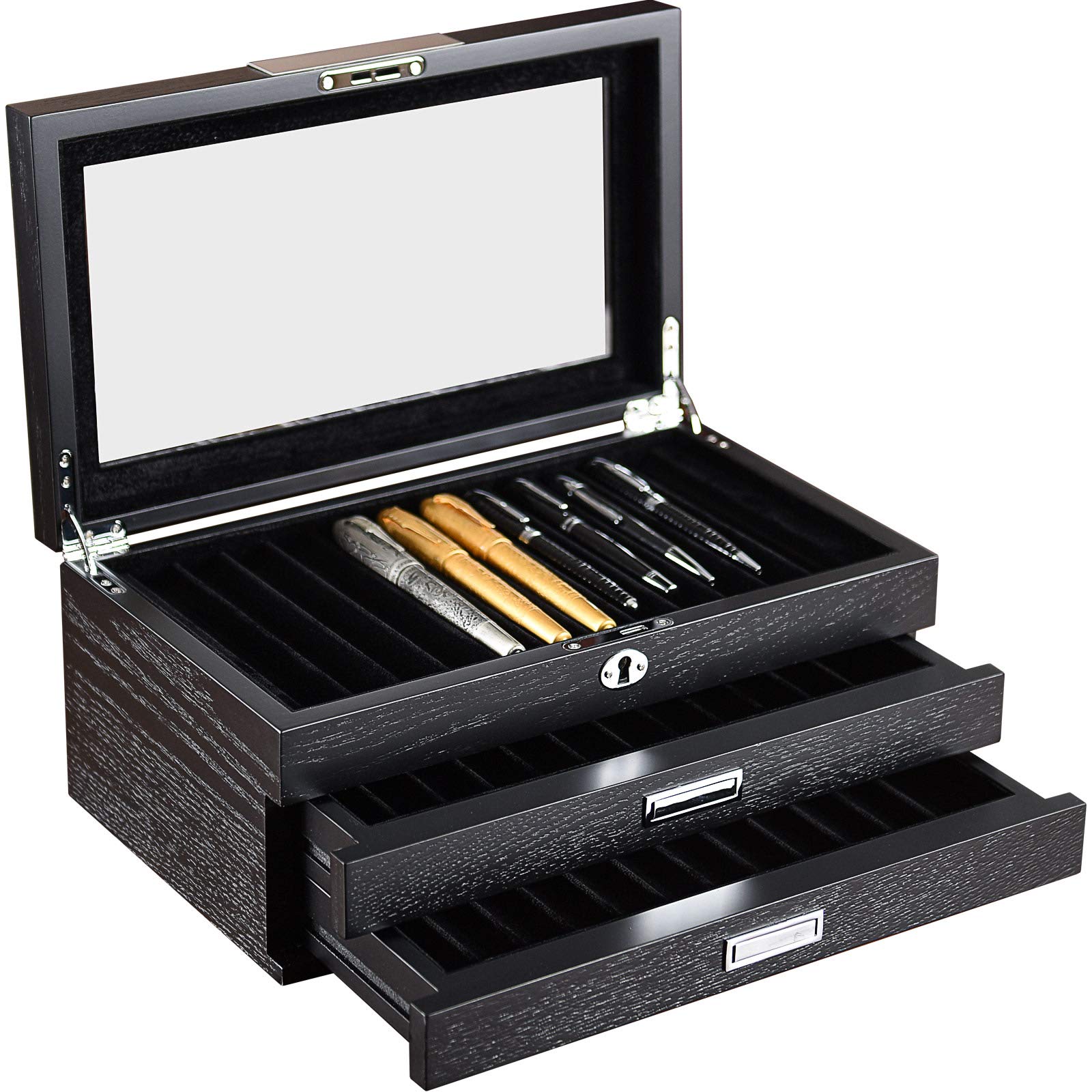 SYENS Wood Pen Display Case 36 Slot Fountain Pen Organizer