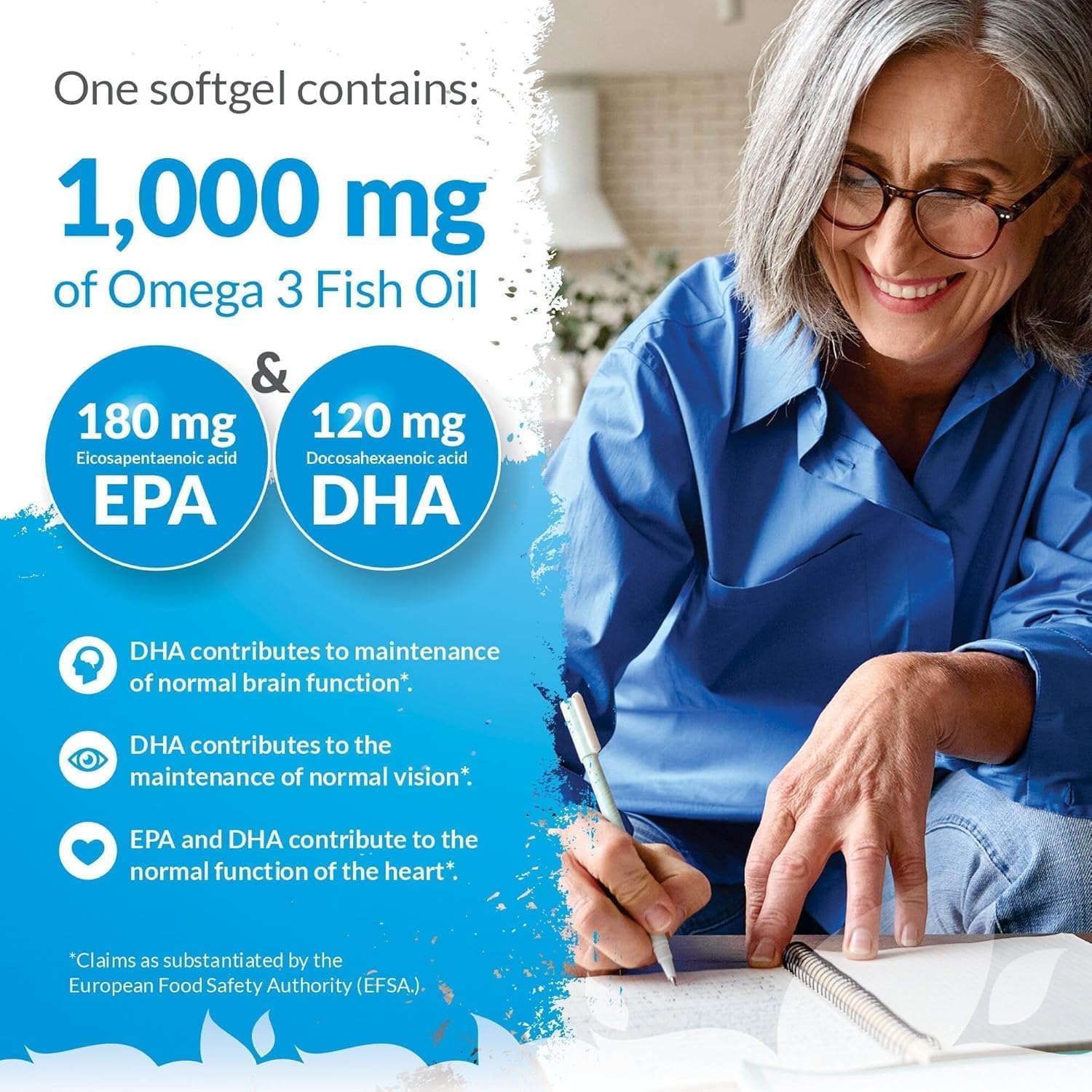 Omega 3 Fish Oil 1000mg - 365 Softgels - High Strength Triglyceride Form Omega3 with 540mg EPA & 360mg DHA per Serving - Wild Caught Fishoil - Not from Cod Liver Oil - Made in The UK - Nu U Nutrition