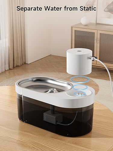 Miniatura 5 de Cormix - Fuente de agua para gatos, funciona con pilas, fuente de agua para mascotas de 4 litros135 onzas líquidas inalámbrica con sensor de