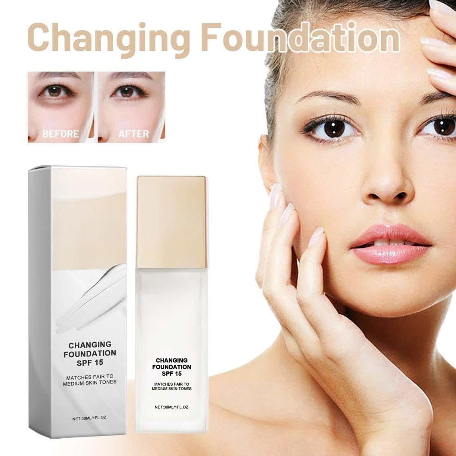 Melya Fond de Teint 50 Ans et Plus, Hydrating Foundation for Mature Skin, Liquid Foundation Lightweight Natural Finish Long-Lasting Coverage For Dry Skin, 30ml / 1 Fl Oz — view 2