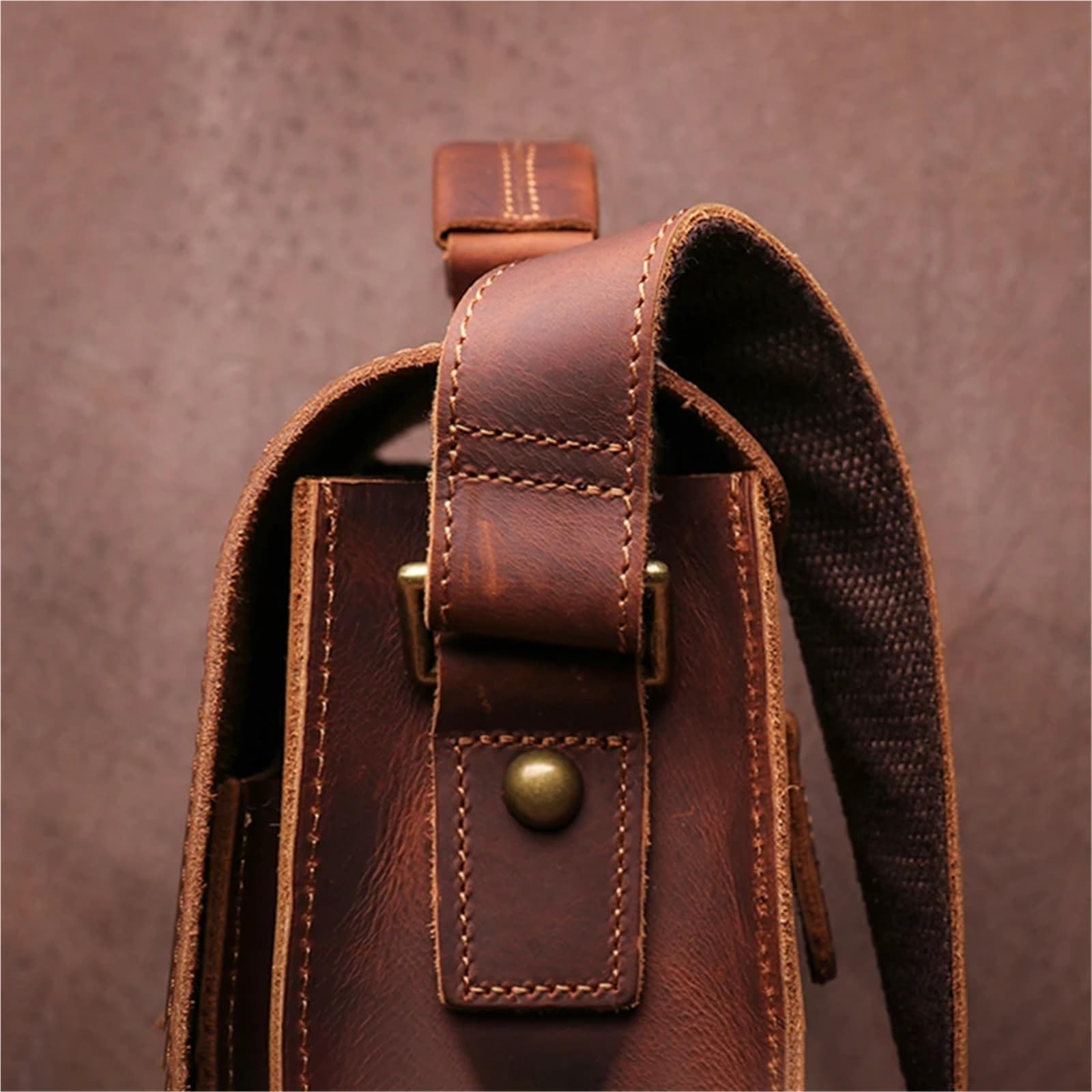 Bolsos de mensajero retro cuero auténtico for hombre y mujer, bolso hombro piel vaca natural, cruzado informal, bolsos Cambridge lujo Para Negocio Colegio Trabajo Café
