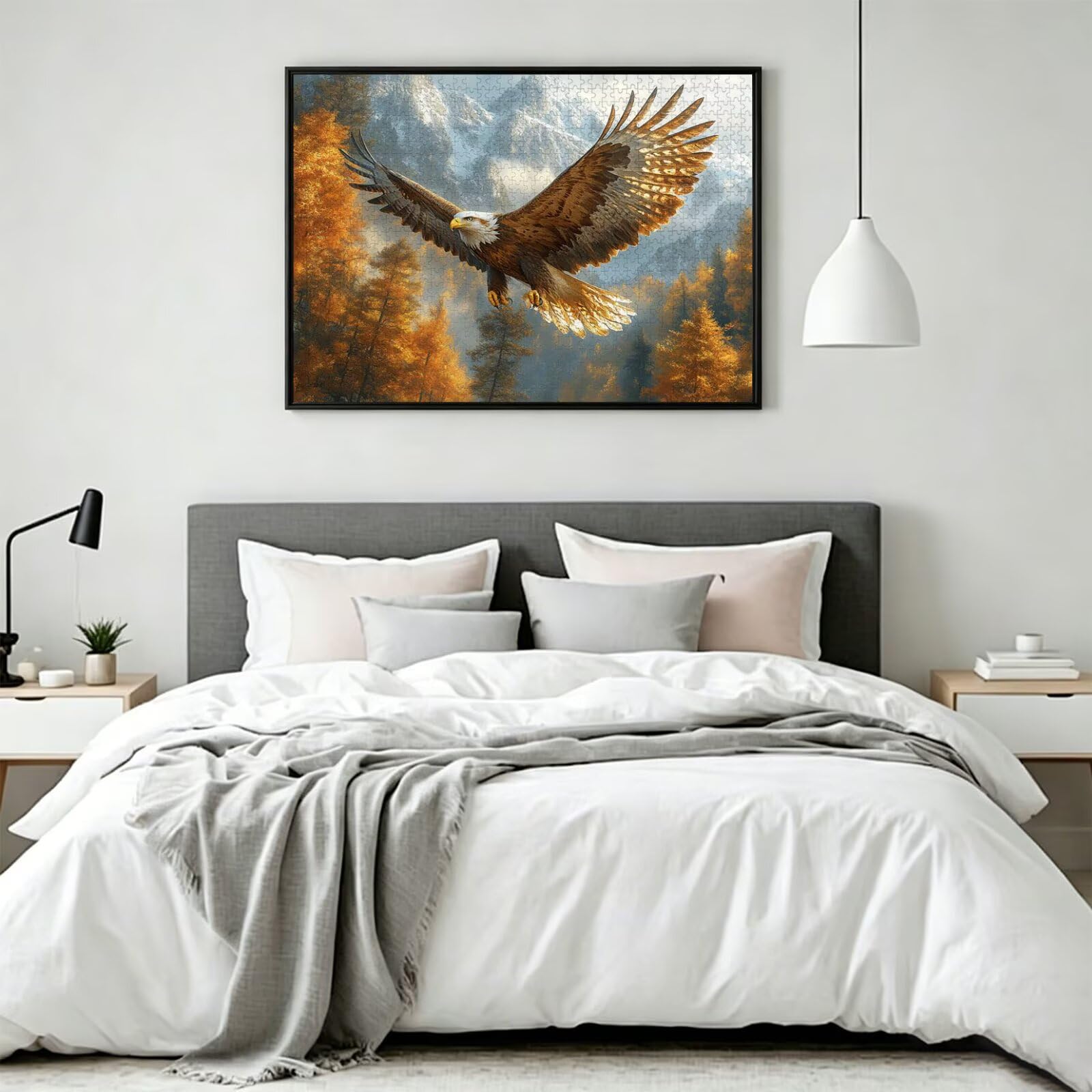 Puzzle 1500 sztuk orzeł trudne drewniane puzzle, n-409 | Niemożliwe wyzwanie, inteligentna gra zręcznościowa, gry logiczne dla całej rodziny, zaśnieżone góry