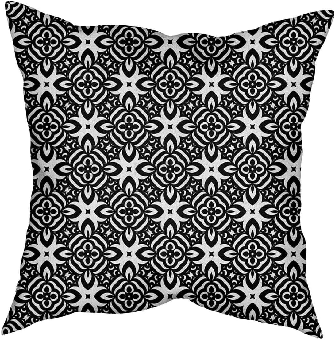 EVILDOER Abstract Checkered Pattern Monochrome Floral Throw