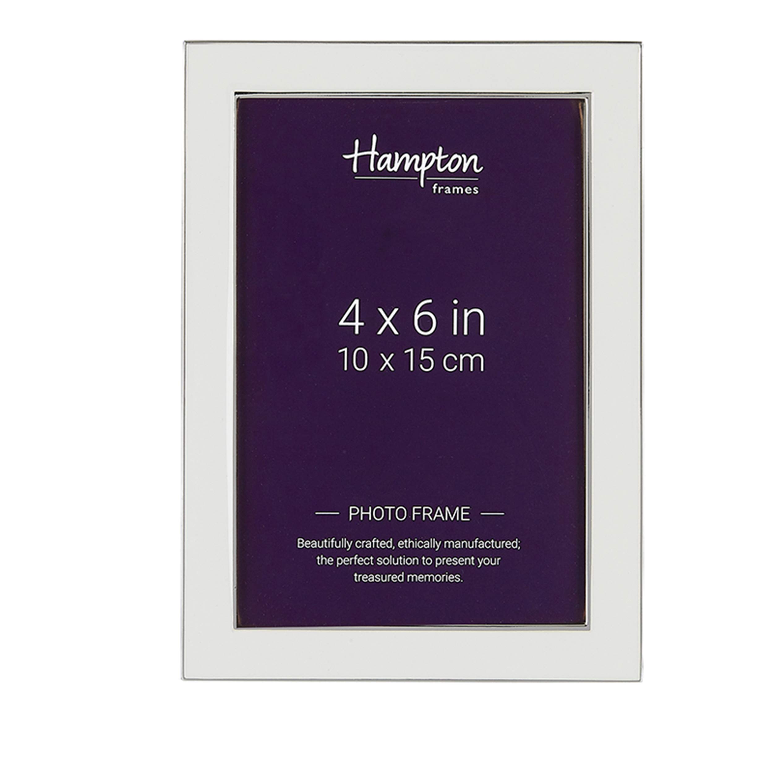 Hampton Frames ANNABEL Silver Plate Photo Frame with White Enamel Inlay 4x6 (10x15cm) - ANN46WH